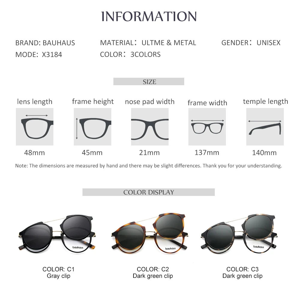 X3184 Ultem Letnik Okrogle Očala Ženske Moški Polarizirana Sončna Očala Magnetna Sponka Na Očala Optični Računalnik