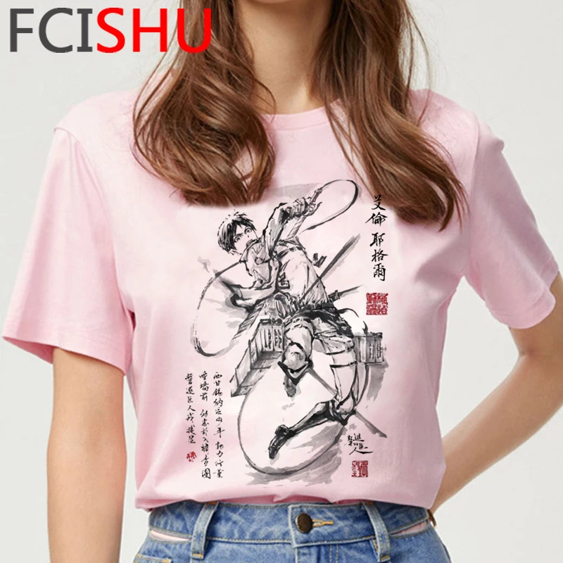 Kawaii Napad na Titan Smešno Risanka Majica s kratkimi rokavi Ženske Cute Anime Manga T-shirt Shingeki Ne Kyojin Harajuku Ullzang Tshirt Ženske