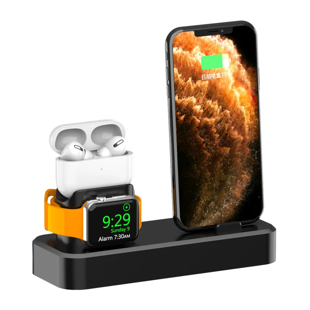 3 v 1 Polnjenje Dock Nosilec Za iPhone 12 11 XS XR 8 Silikonski Polnjenje Stojalo Dock Postajo Za Apple watch 6 5 4 Za Airpods Pro