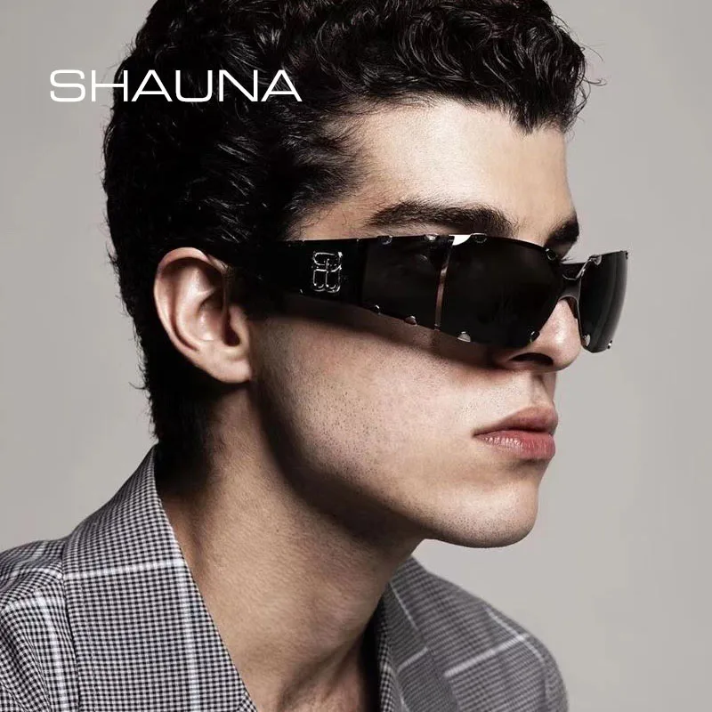 SHAUNA Anti-Modra Svetloba Kovice Oblikovalec blagovne Znamke sončna Očala Goggle Moda Punk Odtenki UV400