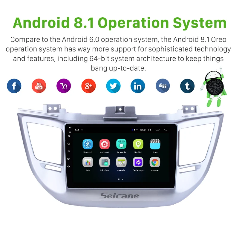 Seicane ROM 16GB Avto GPS Enota Predvajalnik Radio 9 Inch Android 9.1 Za Hyundai TUCSON 2016 2017 2018 podporo TPMS DVR 3G