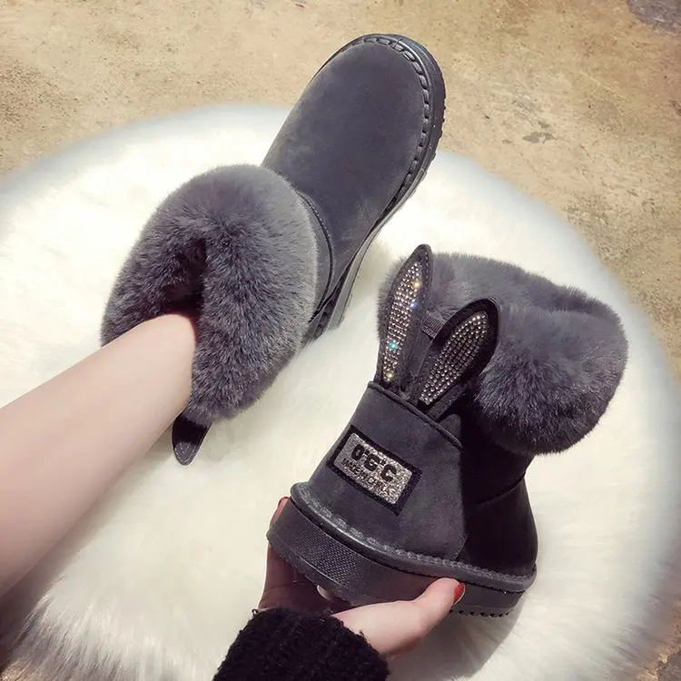 Ženske Škornje Znamke Zimske Čevlje Toplo Črni Krog Toe Priložnostne Plus Velikost Ženske Snow Škornji