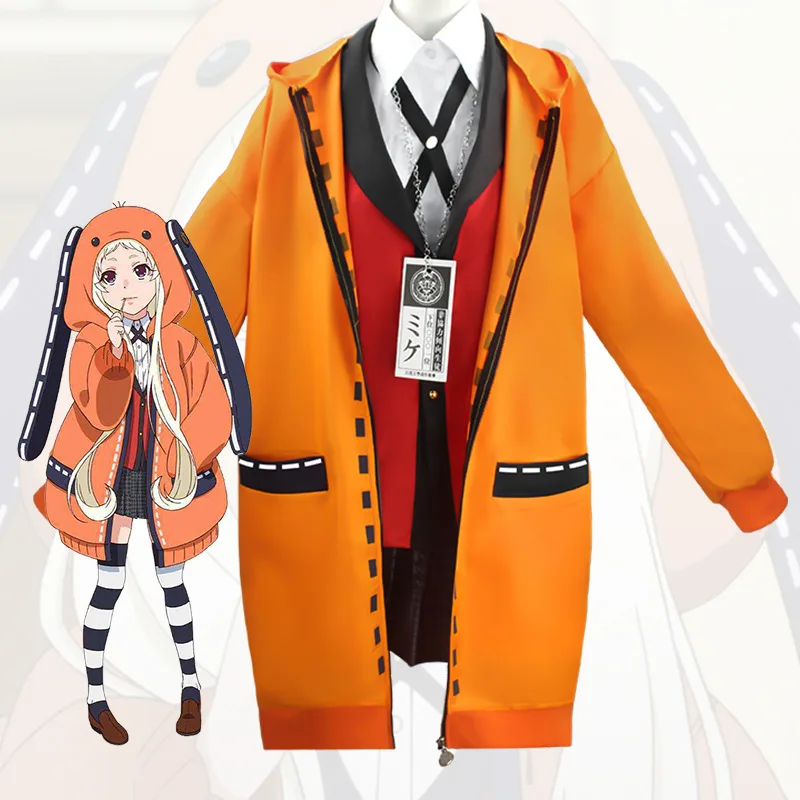6pcs Anime Kakegurui Cosplay Yomotsuki Runa Kostum za Dekleta, JK Šolsko Uniformo Hoodie Halloween Kostum za Celoten Sklop, Za Ženske C88132AD