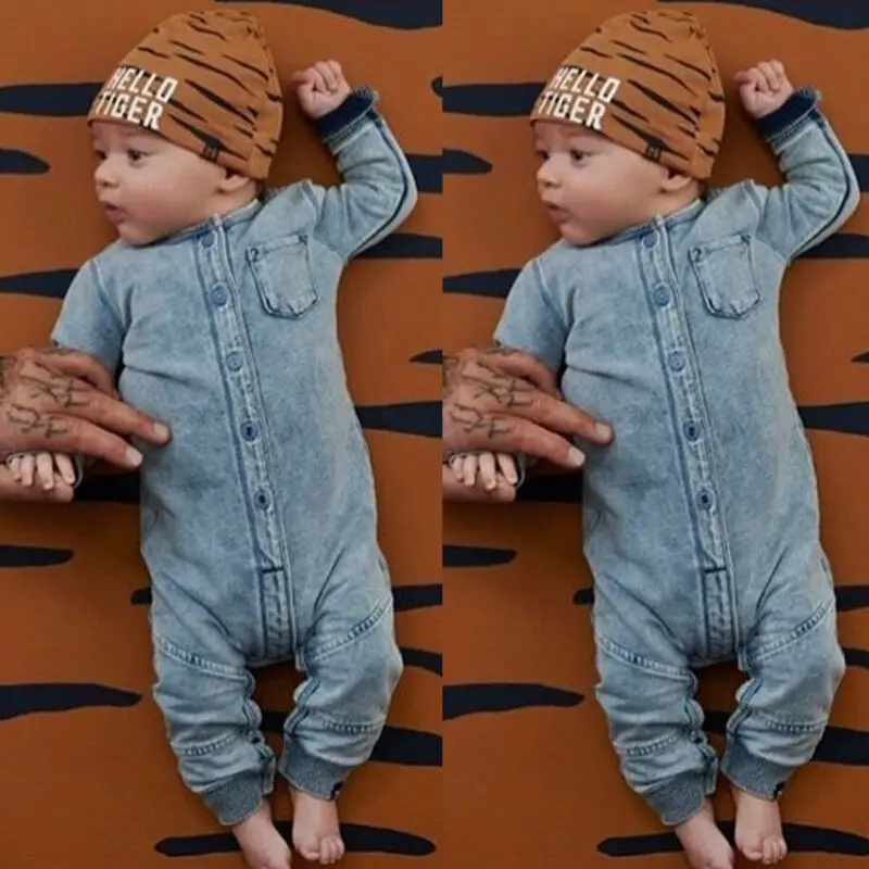 Emmababy Otroci Baby Girl Boy Oblačila Denim Romper Jumpsuit Jeseni Obleke