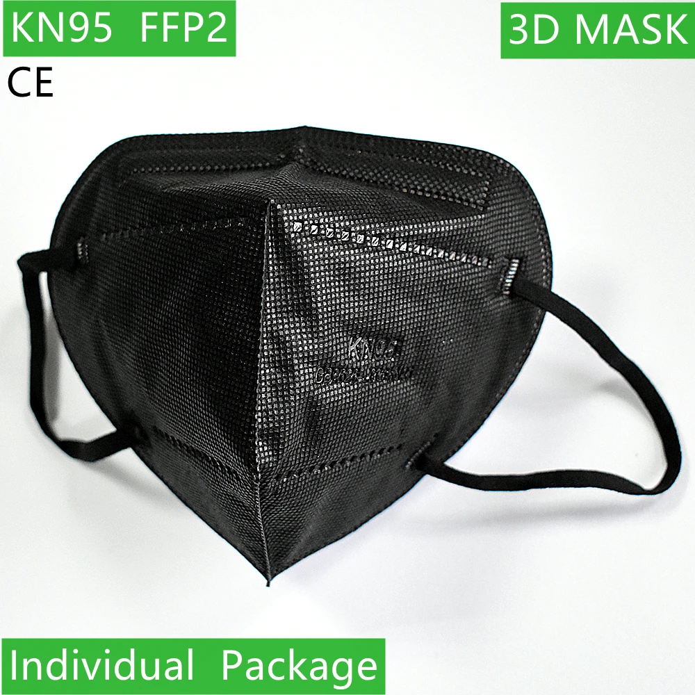 100 Kosov 3D FFP2 Black KN95 Mascarillas Filtrom Respirator FFP2 Posameznih Higiensko 5 Filter Plasti KN95 Zaščitna Mascarillas