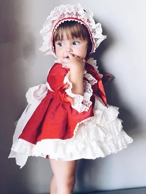Napredno Baby Gilrs Sweet Lolita Obleko Rdeče Fancy oblačenja Za Dekleta 4PCS španska Princesa obleko za Otroke