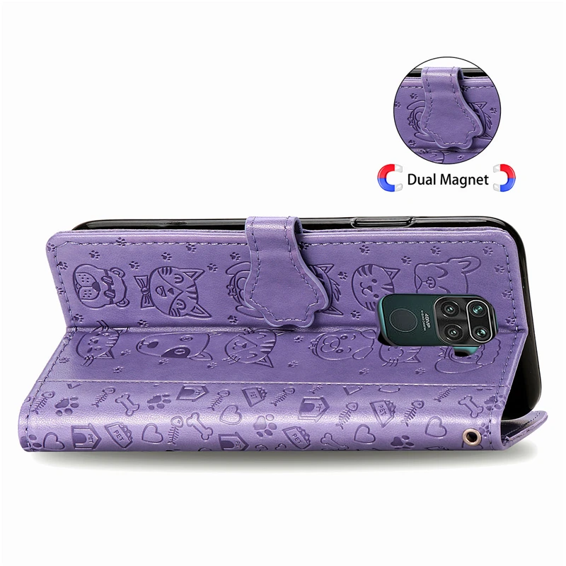 Cat & Dog Vzorec Primeru Telefon Za Redmi Opomba 9 Filp Denarnica Usnjena torbica Za Redmi Opomba 9 Primeru Za Redmi Opomba 9 10X 4G Kritje Knjiga