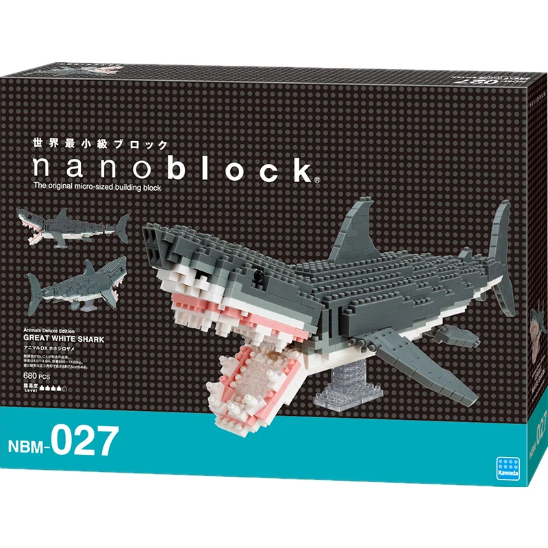 Nanoblock Živali DX Veliki Beli morski Pes NBM-027 680pcs Diamond gradniki Ustvarjalne Mini Opeke Igrača Za Otroke, Zbirateljstvo