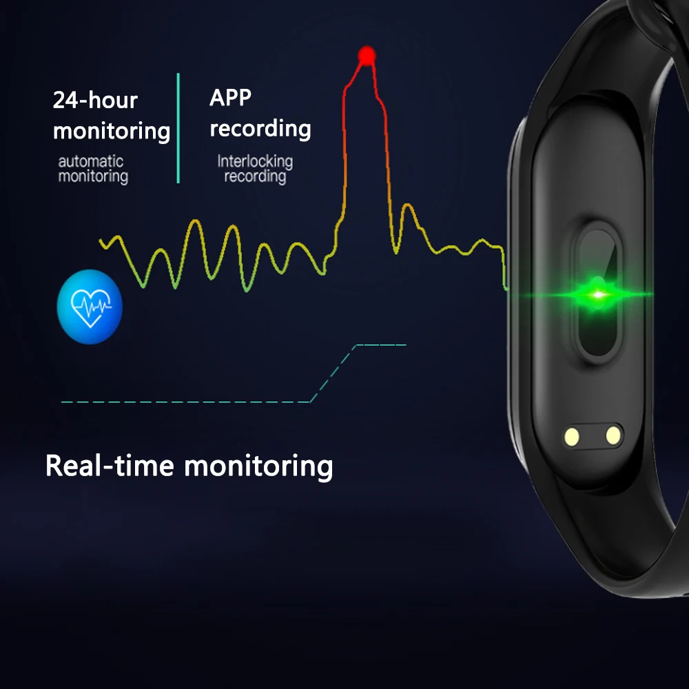 Pametna Zapestnica Srčni utrip, Krvni Spremljanje Tlaka Fitnes Tracker Smartwatch Šport nepremočljiva M4 Smart Band za ios android ura