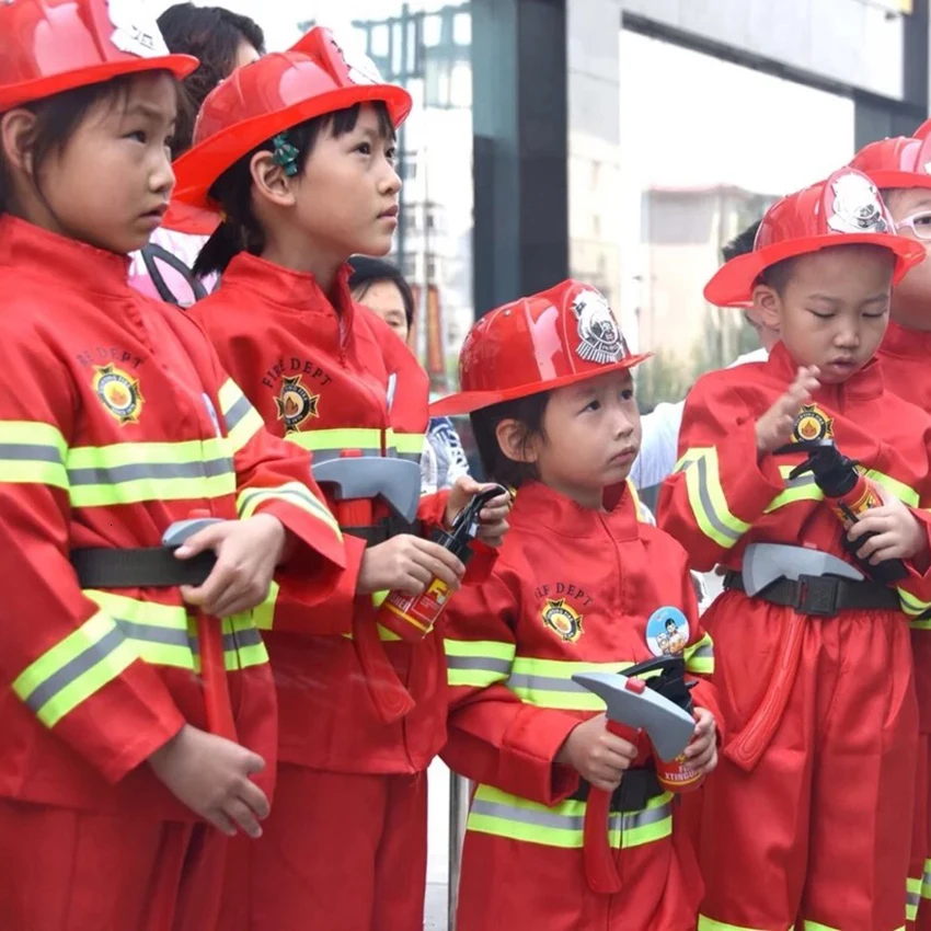 Fireman Sam Cosplay Karneval Halloween Kostumi za Otroke Fant Dekle Stranka Delo Nositi Enotno Opremo Božič Gasilec