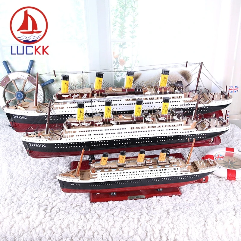 LUCKK 100 80 CM Titanik Klasičnih Lesenih modelov Ladij S Svetlobo, Nordijska Doma Dekoracijo Accessorie Obrti Križarjenje Ustvarjalne Okraski