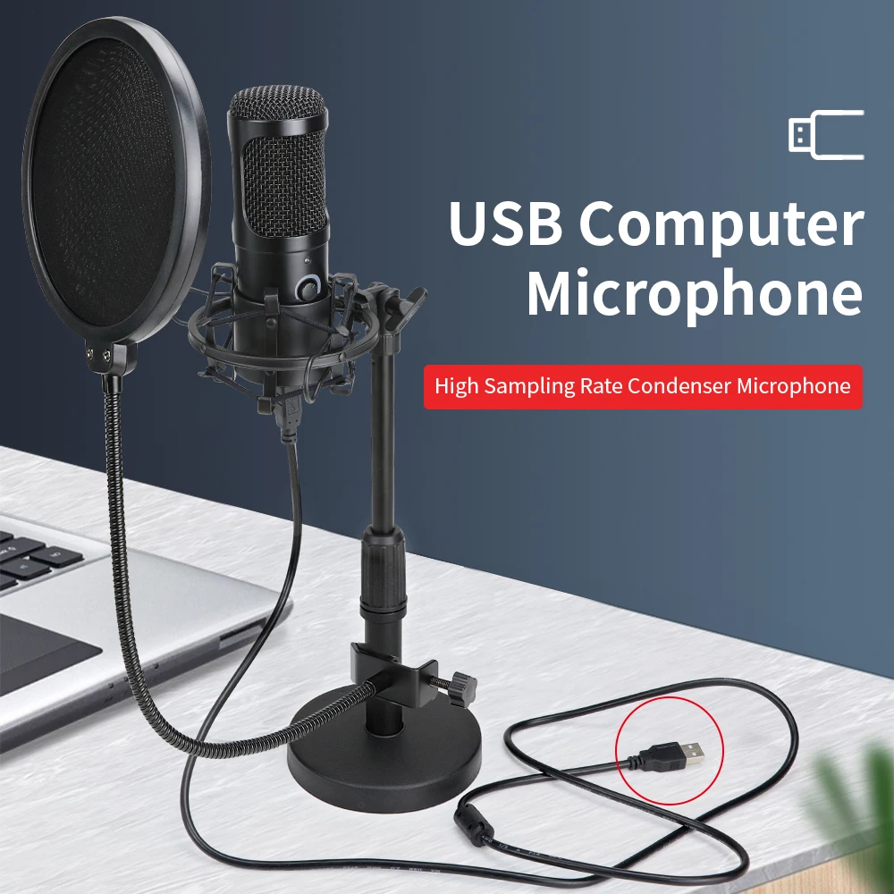 Namizni USB Mikrofon karaoke studio Kondenzator Mikrofon za PC Računalnik YouTube Pretočni Snemanje mic Stojalo Pop Filter