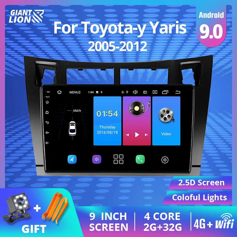 2DIN Android 9.0 avtoradia Za Toyota-y Yaris 2005-2012 Avto Večpredstavnostna DVD Predvajalnik, GPS Navigacija Bluetooth 2din Autoradio DVD