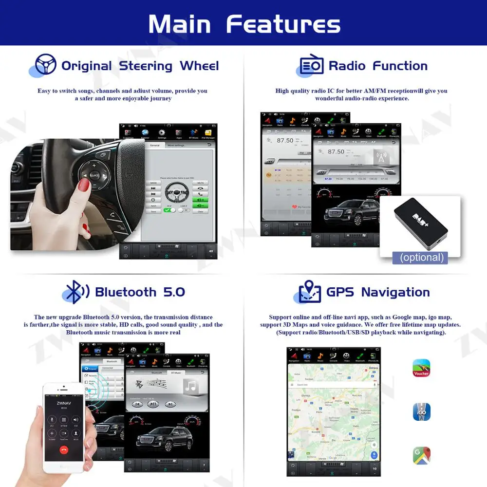 Tesla Slog Android 9 zaslon Avto Multimedijski Predvajalnik Za JEEP Grand Cherokee-2018 GPS Navigacijo, Audio stereo Radio vodja enote