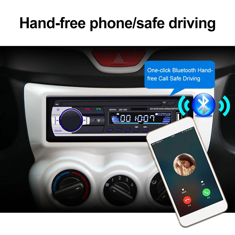 Novi Bluetooth Autoradio Avtomobilski Stereo Radio FM Vhod Aux Sprejemnik SD USB JSD-520 12V In-dash 1 din Avto MP3 Predvajalnik
