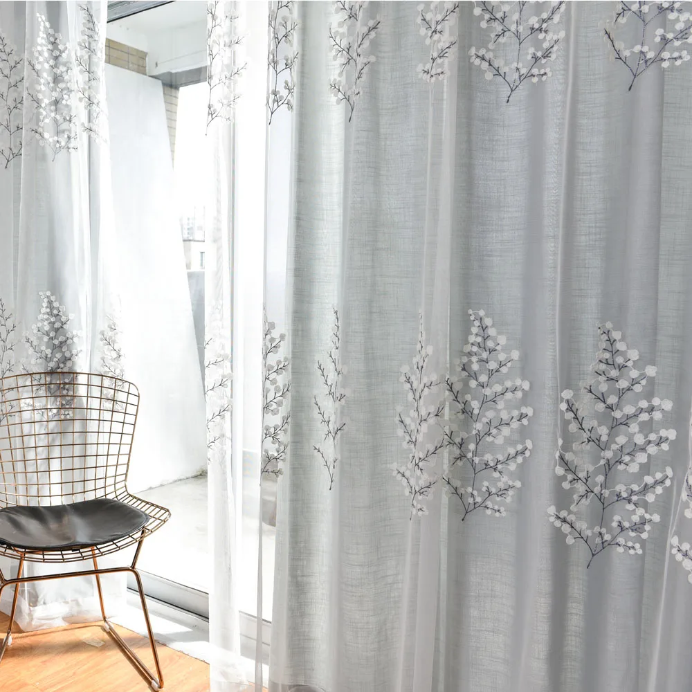 Sivo Bele Zavese za dnevno sobo, Vezenih razkošno zavese za kuhinjo, spalnica preprost til odklon za okna X-WP067 *30