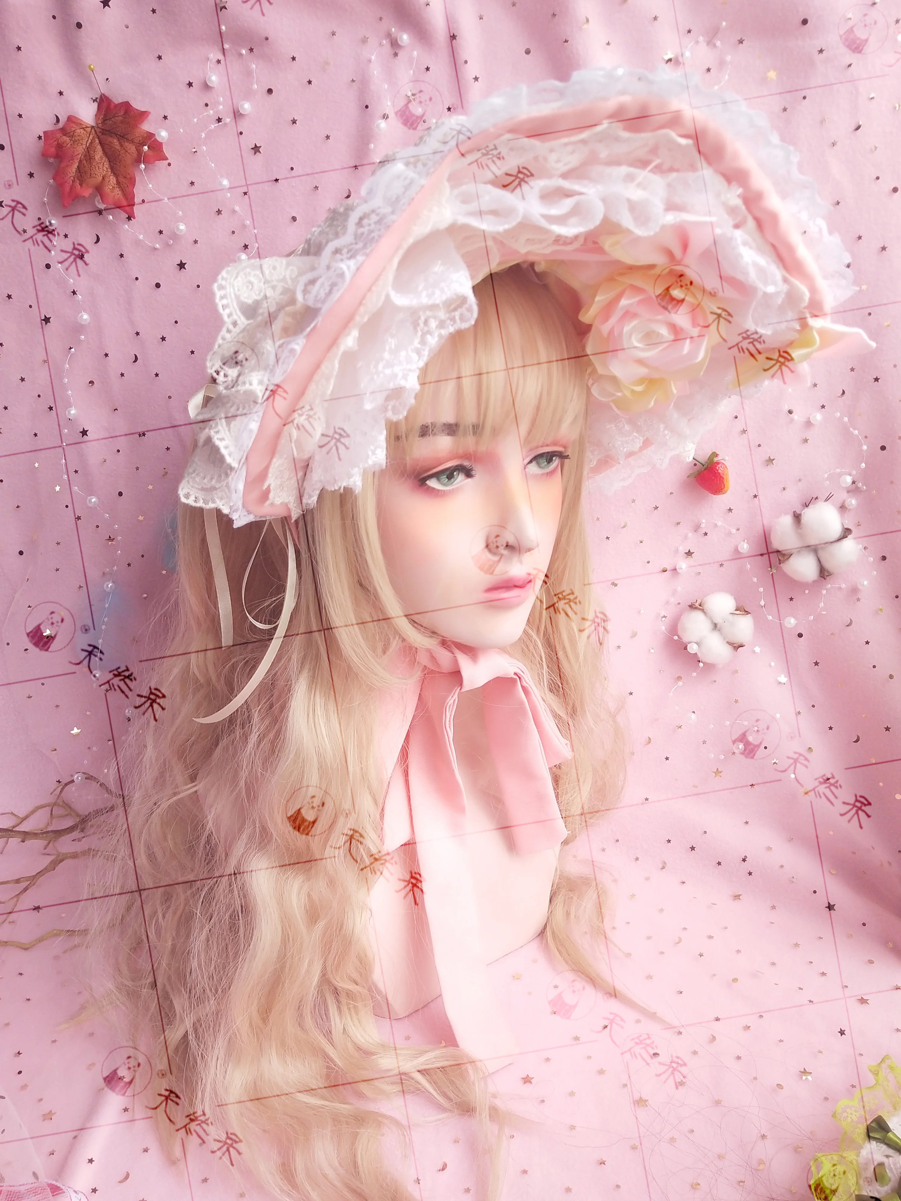 Ročno Cvet Poroko BNT Cosplay Gothic Čudovite Čipke Rose Bonnet Vinatge Mehko Dekle Lolita Bandge BB Nedelja Klobuk Skp Pokrivala