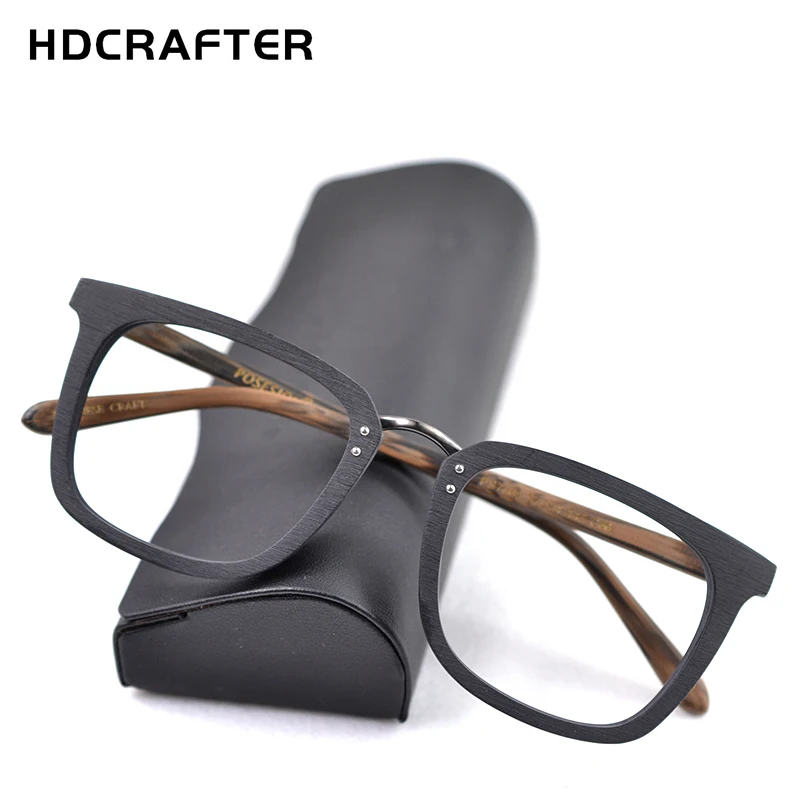 HDCRAFTER Lesa Očala Okvirji Moških Kvadratnih Kratkovidnost Recept Očala Okvir 2019 Moški Lesa Polno Optičnih Okvir Očal