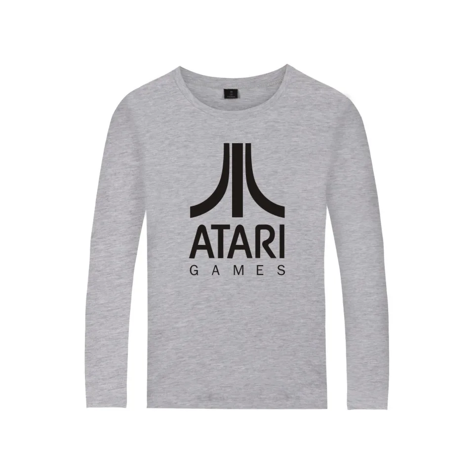 ATARI Logotip Atari Natisnjeni Dolg Rokav T-shirt Arkadna navdušence Atari Igre Prevelik Dolgo Majica s kratkimi rokavi Moški Pomlad Bombaž Tees