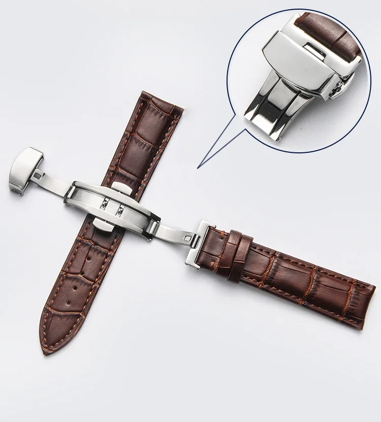 Watchband 18 mm 19 mm 20 mm 21 mm 22 mm 24 mm Tele Pravega Usnja Watch Band Aligator Zrn Watch Trak za Tissot Seiko