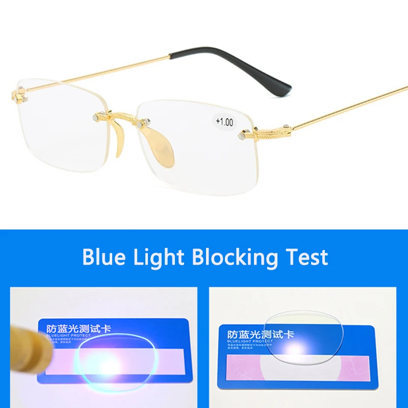 Ultra Lahka Rimless Bifocal Obravnavi Očala Moški Ženske Anti blue Ray Očala Optična Očala