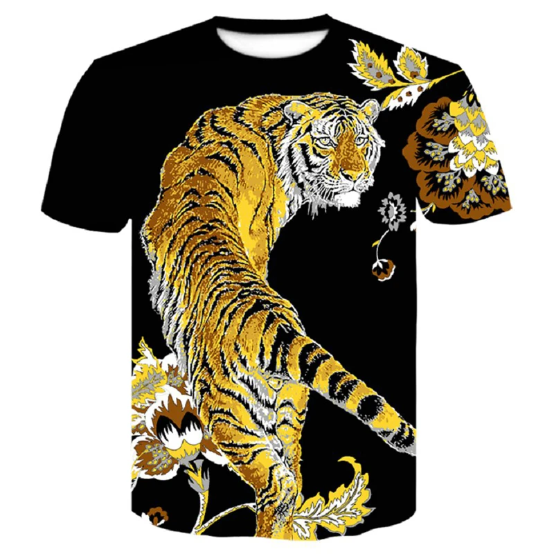 2020 Novo Volk/tiger Majica s kratkimi rokavi Moški Anime Tshirt Kitajska 3d Print majica s kratkimi rokavi Hip Hop Tee Kul Moška Oblačila Nove Poletne Velike Velikosti Vrh