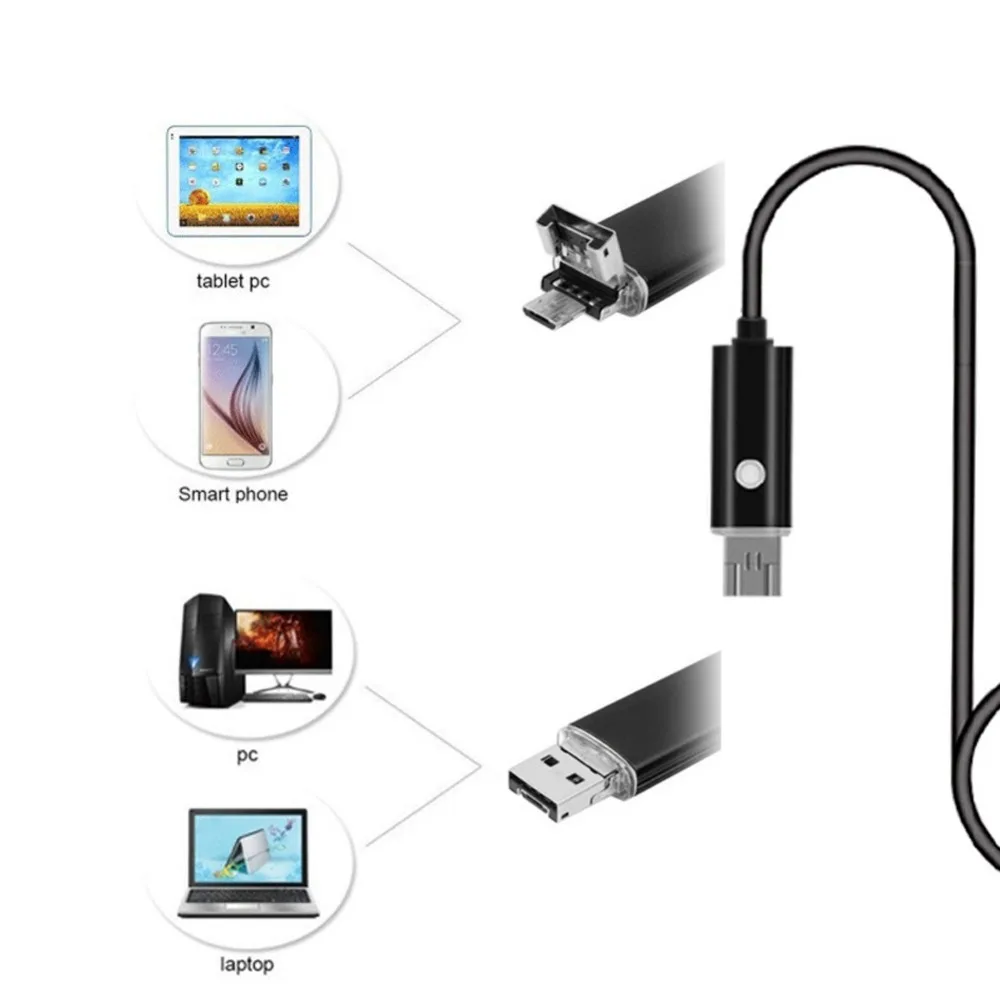 2 v 1, USB Uho Čiščenje Endoskop Visual Earpick Z Mini Kamero HD Večnamensko Uho Orodje za Čiščenje Black #271588