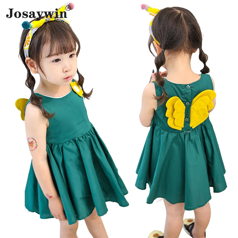 Josaywin Baby Oblačenja za Dekleta-Line Pleatde Vestidos Otroci Obleko s Krili Otroci Priložnostne Obleke Risanke Dekleta Oblačenja