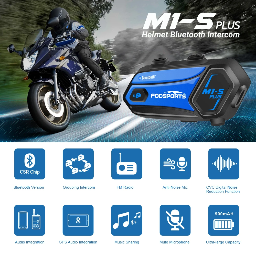 Fodsports M1-S Plus interkom motoristična čelada bluetooth slušalke 8 kolesarji 2000M intercomunicadores moto FM sejo souporabe videa