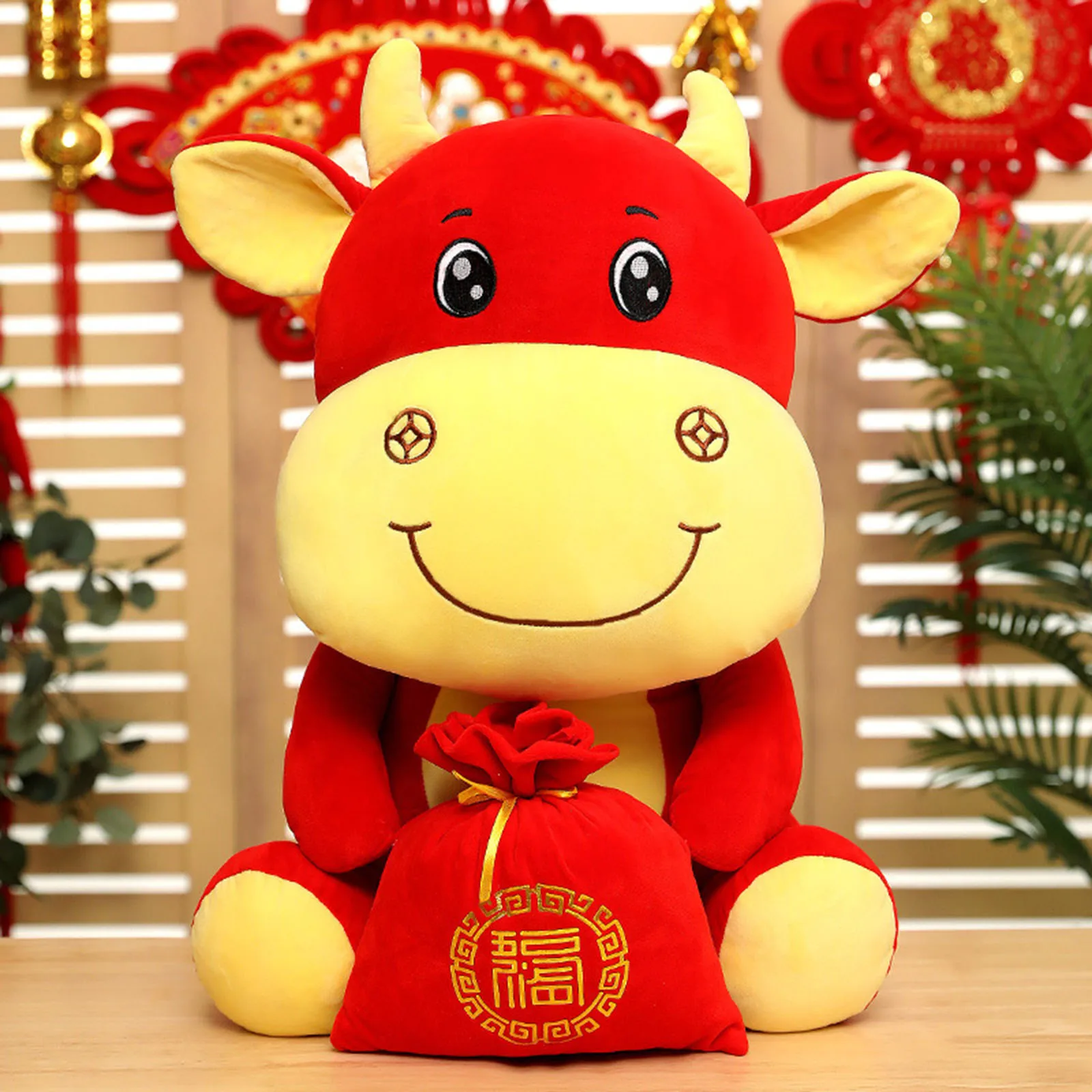 Kitajski Zodiak Ox Polnjene Lutka Ox Goveda Plišastih Igrač Mleka Krave Lutka 2021 Kitajska Pomlad Festival Domov Dekoracijo Srčkan Plišastih Ragdoll