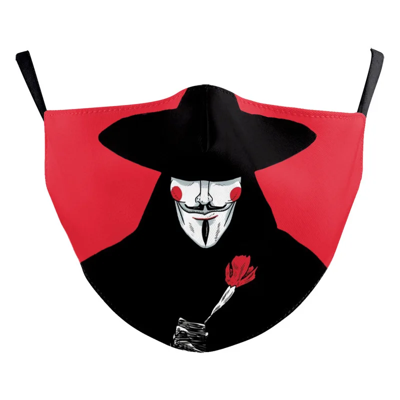 Črne Maske V for Vendetta Print Masko za enkratno uporabo Stroj Mascarillas Windproof Zaščito Prah PM2.5 Filter Usta Masko