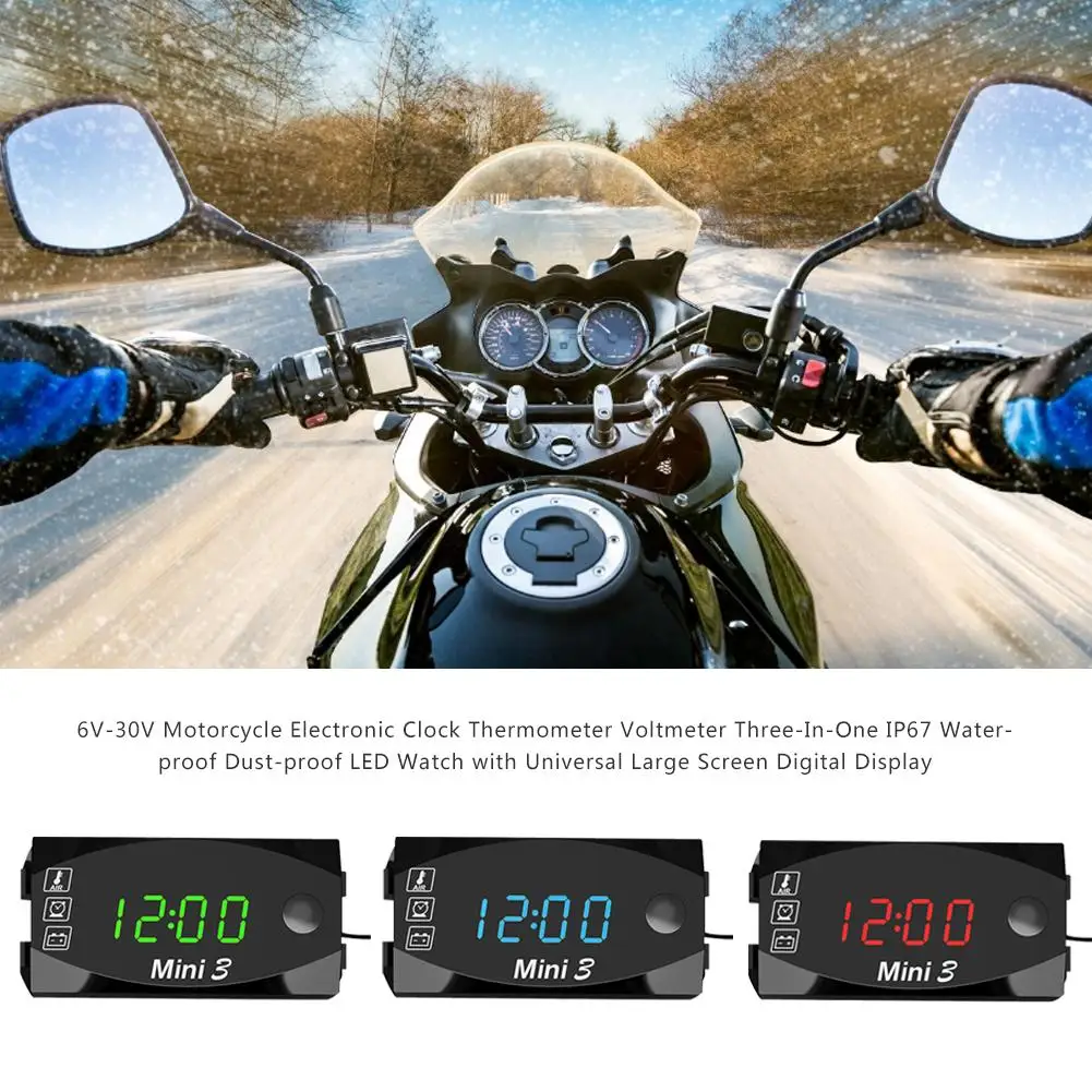 6V-30V LED Digitalni Zaslon Motocikel Nepremočljiva Elektronska Ura Termometer Voltmeter Kazalnik Merilnik Plošči Merilnik IP67