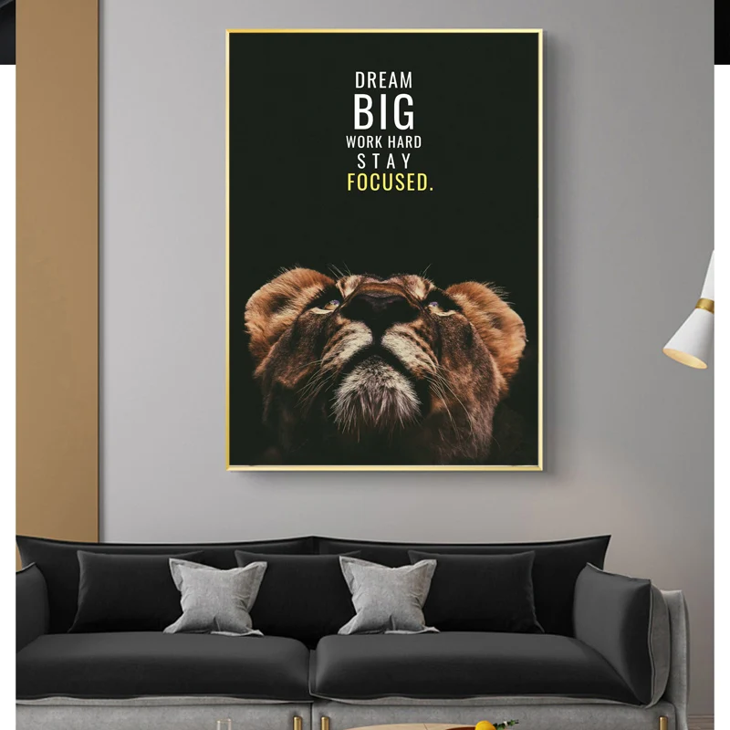 Divje Lions Pismo Motivacija Ponudbo Umetniško Platno Stensko Slikarstvo Plakatov in Fotografij Živali Navdih v slikah, Home Office Dekor