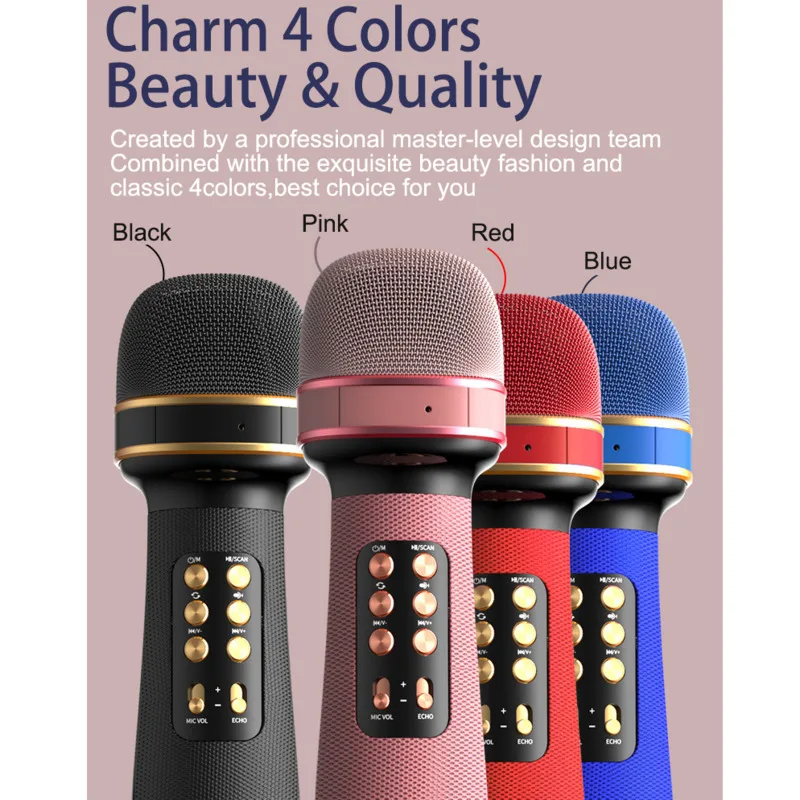 Moda Večnamenski Ročni Karaoke Mikrofon/Zvočnik za Kavo, Prenosni Bluetooth 5.0 Mikrofon z Baterijo za Stranko/Domov