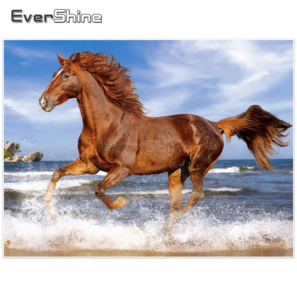 EverShine 5D Diamond Vezenje Konj Celoten Kvadratni Slike Okrasnih Diamond Slikarstvo Navzkrižno Šiv Živali Doma Dekor