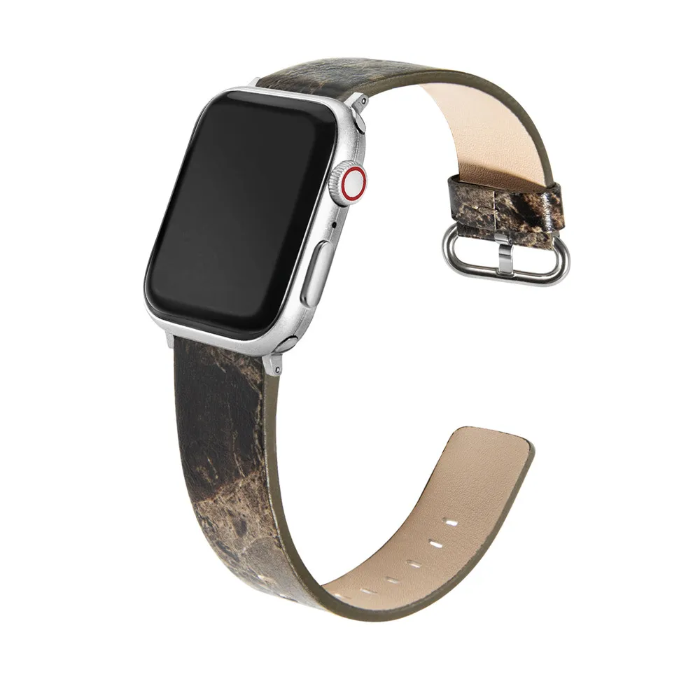 Usnjeni Trak za Apple Watch Band 44 mm 40 mm 42mm 38 mm Marmor Vzorec Modno Zapestnico za iWatch Serije 6/MP/5/4/3/2 Wristbelt