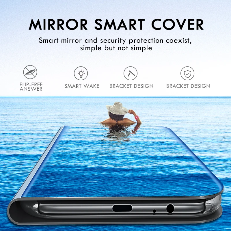Za Xiaomi Redmi 8 8A Luksuzni Smart Clear View Ogledalo Usnja Flip Stojalo Primeru ovitek Za Redmi Opomba 8 Pro 8T Magnetni Coque