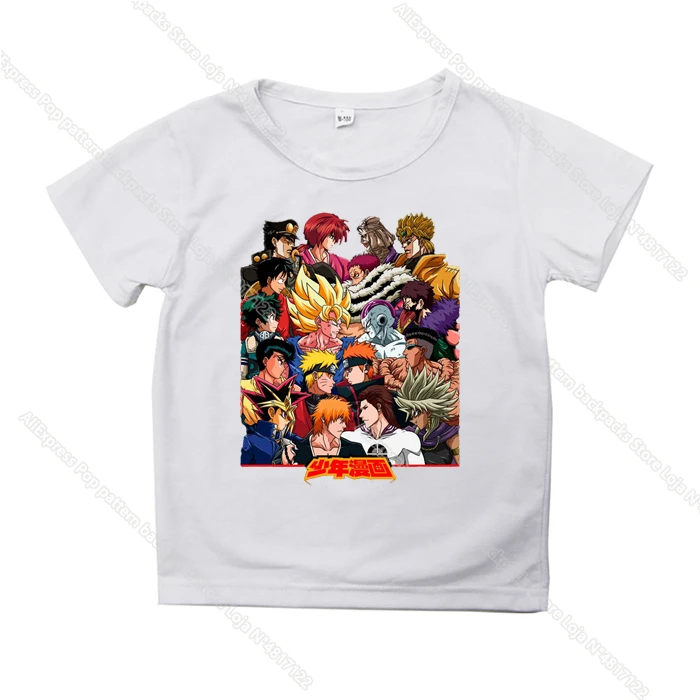 Moj Junak Univerzami Otroci Tees Belilo Ulične Kratek Rokav Naruto, One Piece Yu-Gi-Oh Majice za Fantje, Dekleta, Otroci,