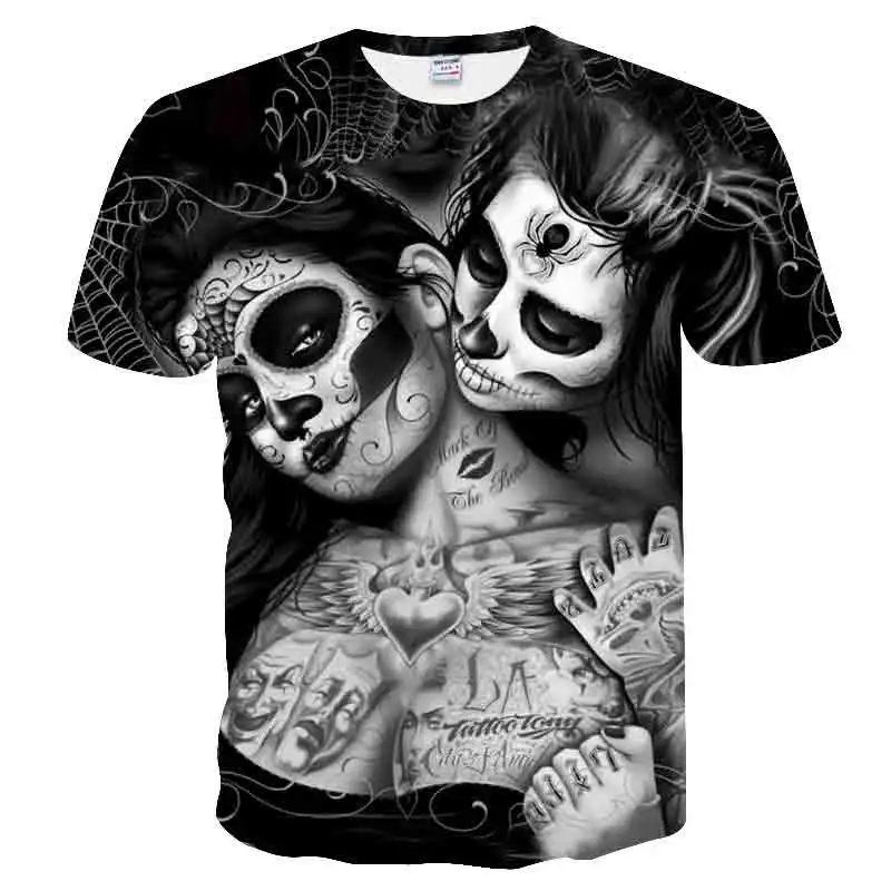 2020 novo lobanje 3D T-shirt poletje moda za moške jakno za moške tiskanje Harajuku Volk moških in žensk športna animacija T-shirt di
