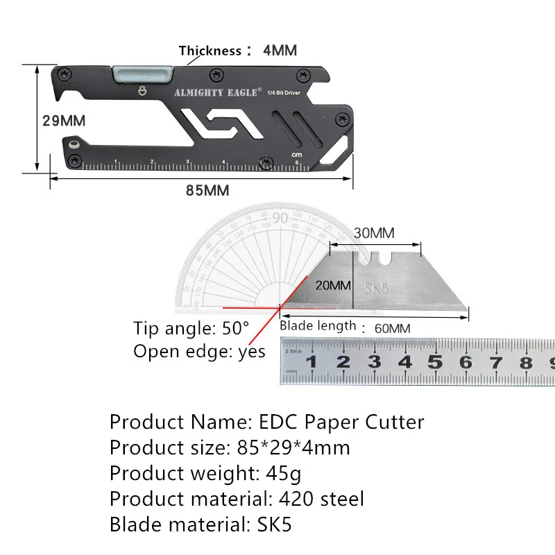 Kombinacija Noži, Orodje Multi-funkcijo Prostem EOS Mini Papir Pripomoček Nož Tipko Nož