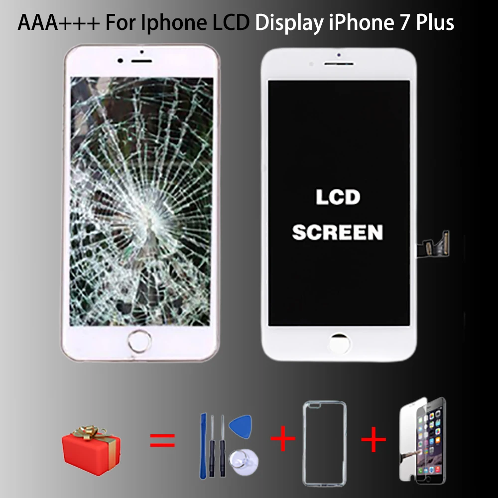 Zaslon Za iPhone 7 6 8 6S Plus Zaslon na Dotik Zamenjava AAA+++LCD 7 4S 5S 5 6 6S Ni Dead Pixel+Kaljeno Steklo+Orodje+TPU
