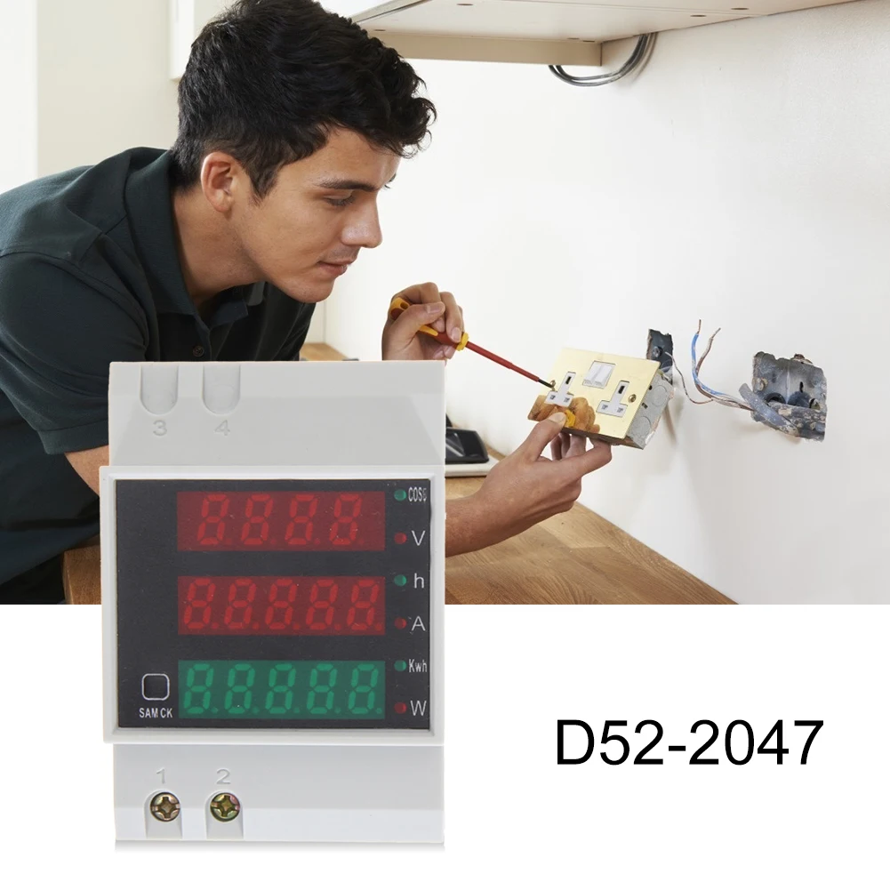 D52-2047 Din Rail Voltmeter Ampermeter Aktivna Power Factor Časa, Energije Napetost Test Enostavno Prevažanje Lahkih Pripomočke