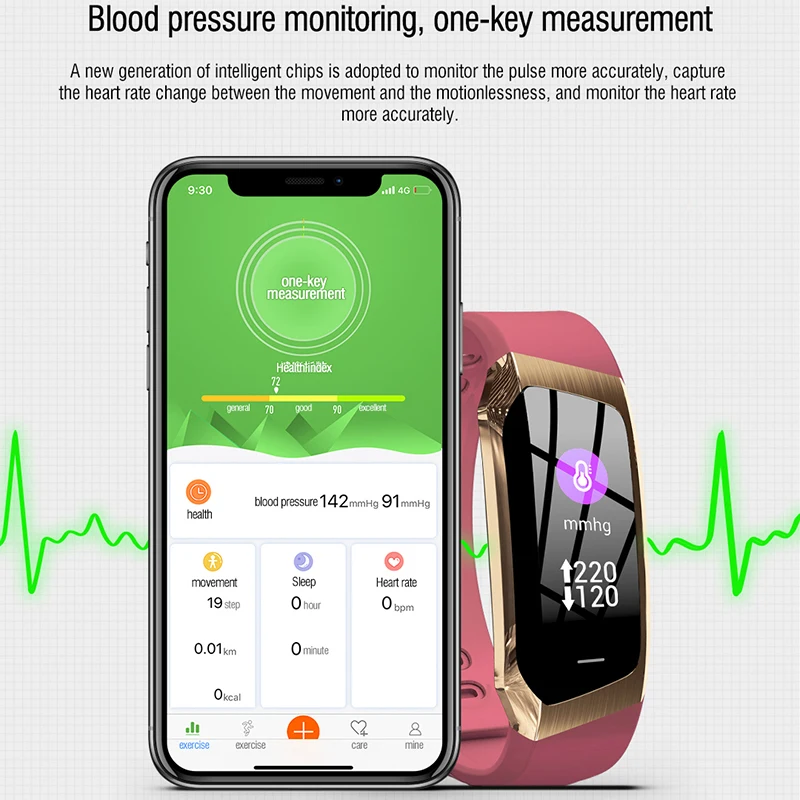 Moški Ženske Pametna Zapestnica Srčnega utripa, Krvnega Tlaka, Fitnes Tracker Nepremočljiva Šport ura za Android IOS Pametno Gledati