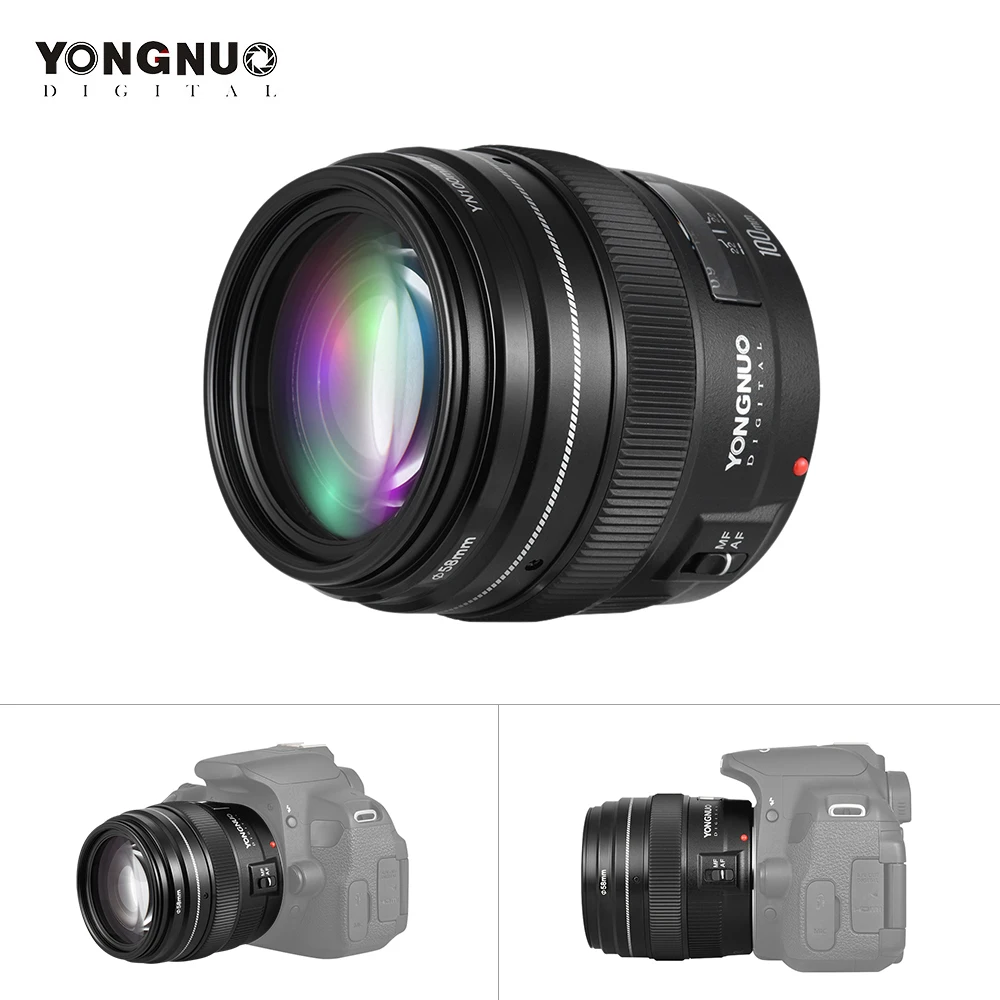 YONGNUO 100MM YN100mm F2 Velike Zaslonke Srednji Telefoto Prime Objektiv za Canon EF Gori 5D 5D IV 1300D T6 760D 1300d 6d 600d 80d