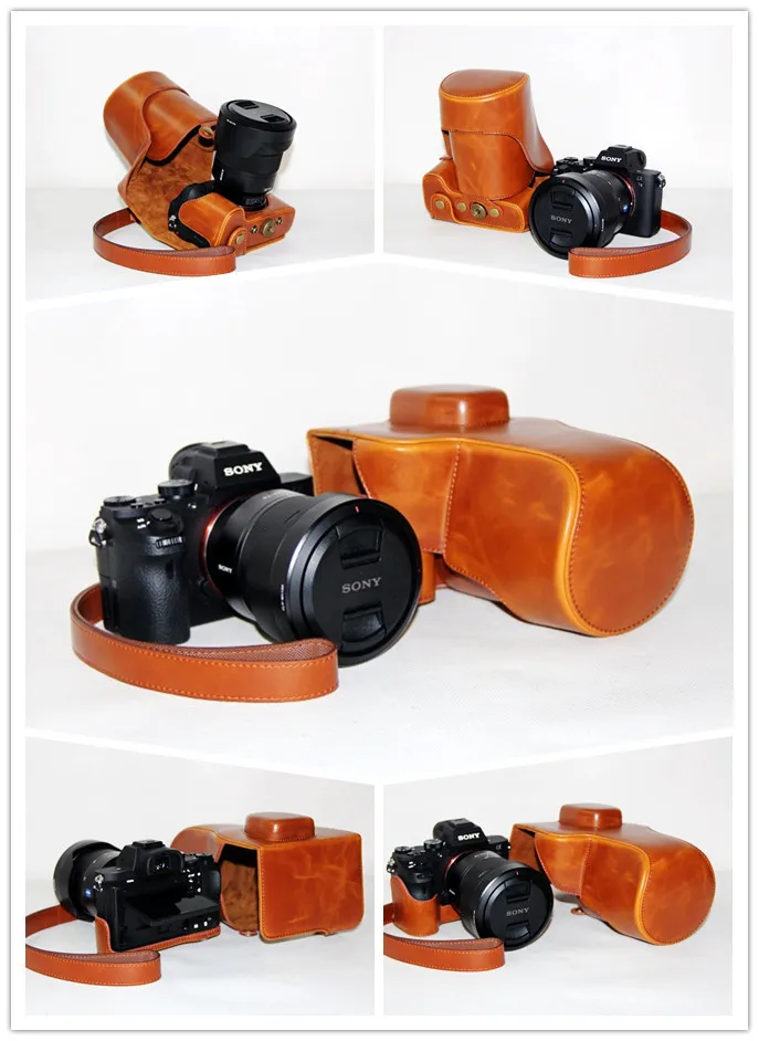 3 Izberite Barvo Čisto Nov Fotoaparat torba za Sony alpha ILCE-7M2 FE 24-70 mm Objektiv A7II A7R II a7ii PU Usnje Primeru Zajema Torbica