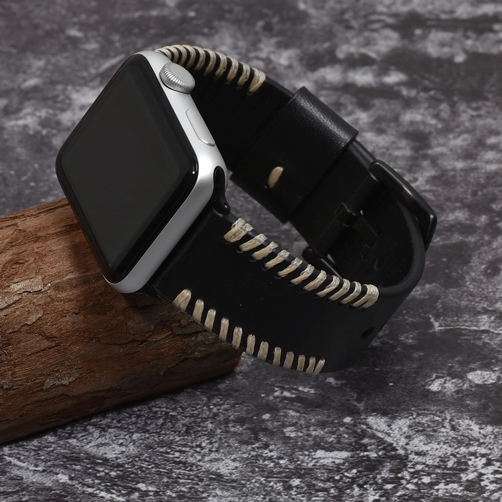 BEAFIRY Za Apple jermenčki Serije 1/2/3 38 mm 42mm watchbands ročno šivanje Pravega Usnja trak za iwatch 4 44 mm 40 mm