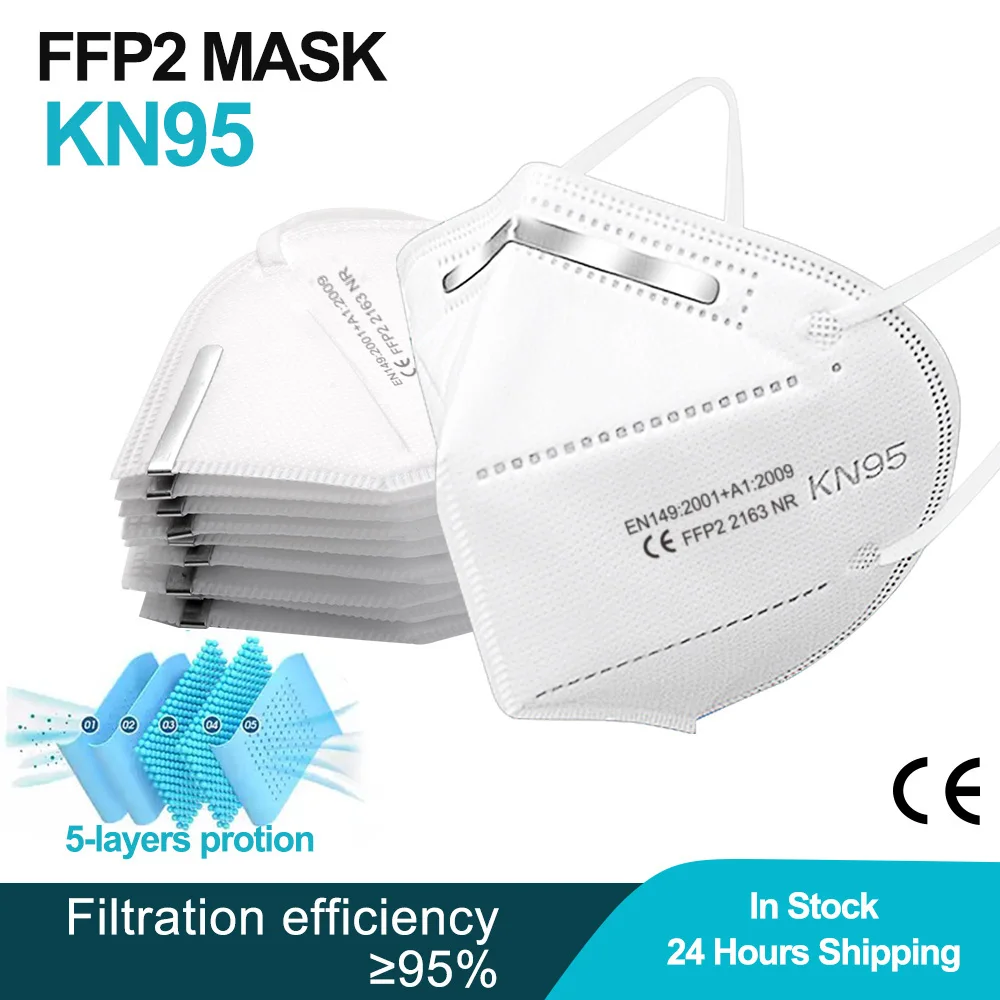 Macarillas FPP2 Bela CE KN95 Masko Resuable Anti-Prah Anti-Fog Zaščito FFP3Mask 95% Filtracijo Mascarillas FFP2 Homologadas