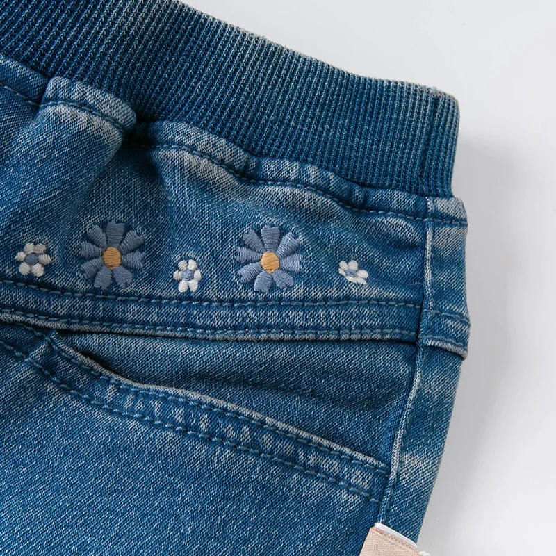 DBZ15036 dave bella jeseni baby dekleta modni cvetlični žepi hlače otrok celotno dolžino otroci hlače za malčke malčka hlače
