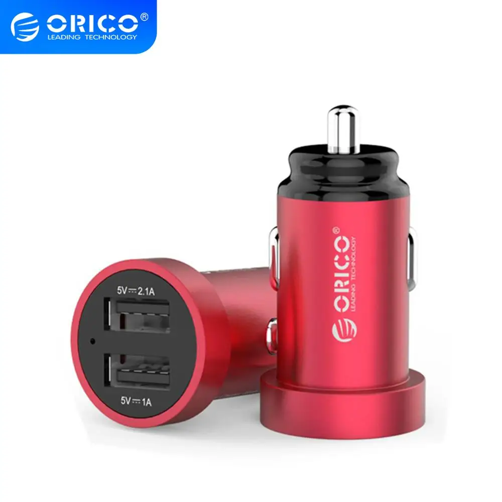 ORICO 5V 12W Dual Mini USB Avto Polnilec Hitro Polnjenje za iPhone Huawei Xiaomi Moč Socket Adapter za Cigaretni Vžigalnik Avto-Polnilnik