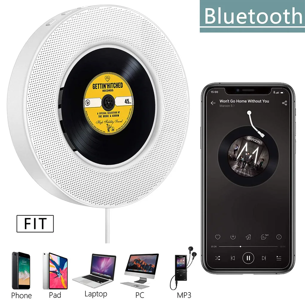Prenosni CD Predvajalnik Stenske Bluetooth, CD, CD-R, CD-RW, MP3, WMA Predvajalnik TF Kartice AUX Vhoda